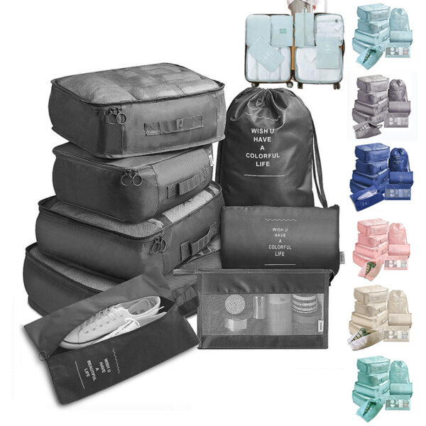 8 Piece Set Luggage Divider Bag Travel Storage Clothes Underwear Shoes Organizer Packing Cube Bag