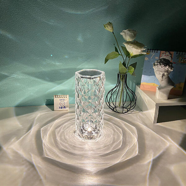 Nordic Crystal Lamp Usb Table Lamps Bedroom Touch Dimming Atmosphere Diamond Night Light Rose Projector Lamp Decor
