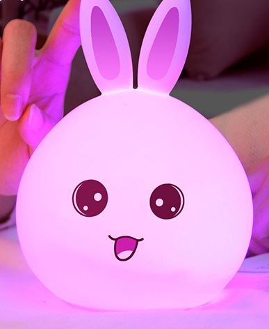 Cute Night Light Animal Rabbit Night Lamps Touch Sensor Silicone Led Colorful Lights - Image 7