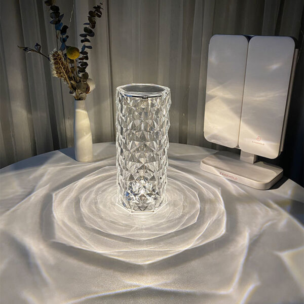 Nordic Crystal Lamp Usb Table Lamps Bedroom Touch Dimming Atmosphere Diamond Night Light Rose Projector Lamp Decor - Image 3