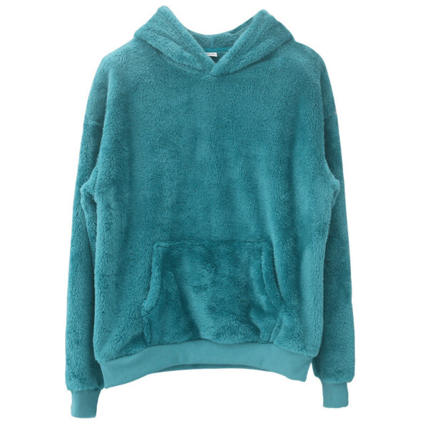 Double Sided Velvet Hooded Sweater Men'S Plush Sweatshirt With Pockets - Image 5