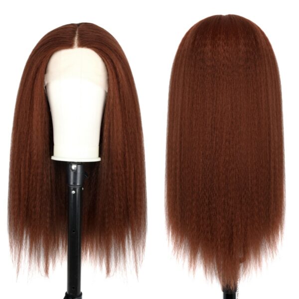 Medium Split Fluffy Brown Long Straight Hair - Image 5