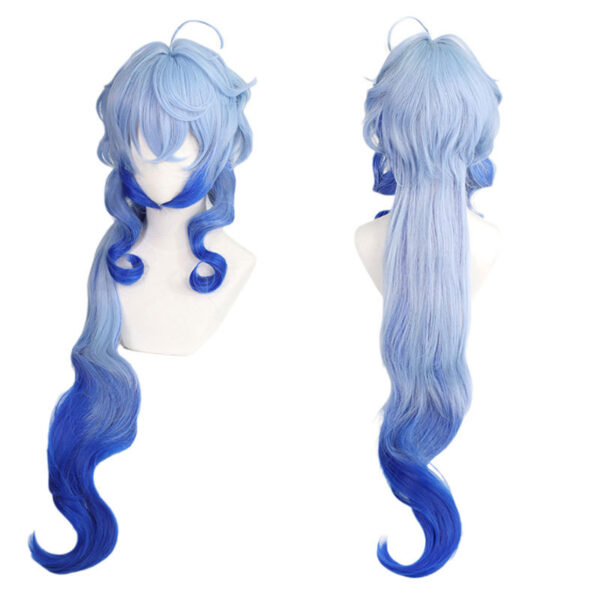 Wig Gradient Blue Long Cosplay Wig Heat Resistant Synthetic Hair  Free Wig Hat