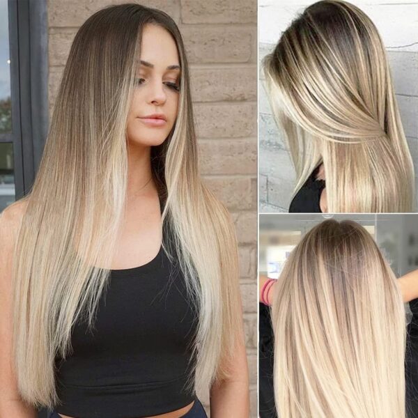 European And American Style Wig Women'S Golden Brown Gradient - Image 8