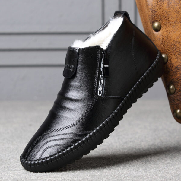 Casual Soft Bottom Cotton Padded Leather Shoes Men'S Shoes