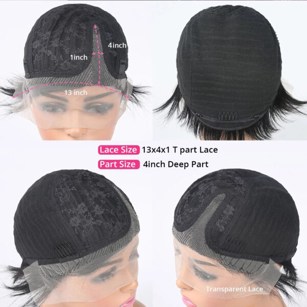 Real Hair Lace Head Cover Short Wig - Image 5