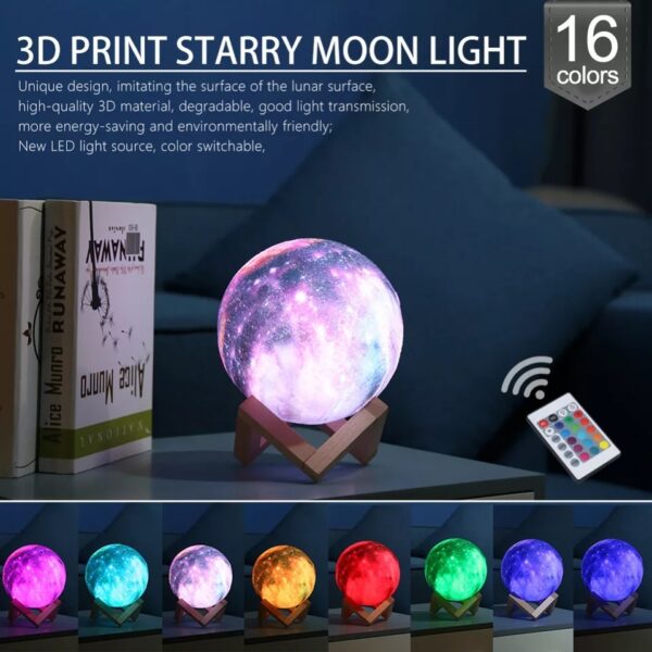 Led Usb Star Galaxy Moon Earth Planet Lamp Stand Remote 3D Bedroom Night Light - Image 5