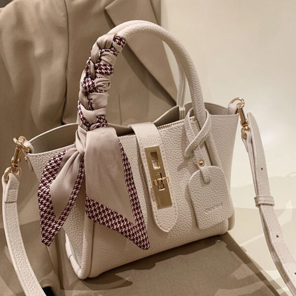Litchi Pattern Soft Leather Portable Tote Bag - Image 6