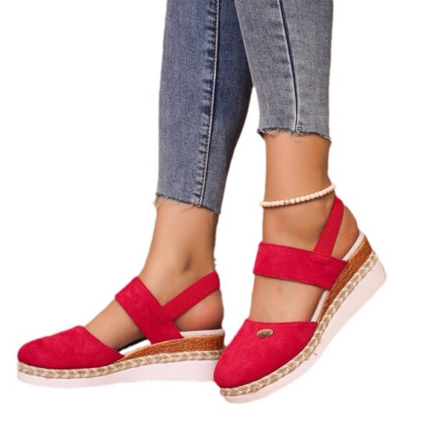 Wedge Lightweight Hemp Rope Braided Closed Toe Elastic Band Women'S Shoes - Image 5