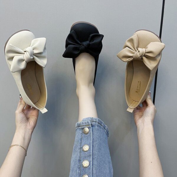 Plus Size Women'S Shoes Bow Pumps Flat Gommino Soft Bottom Loafers - Image 3