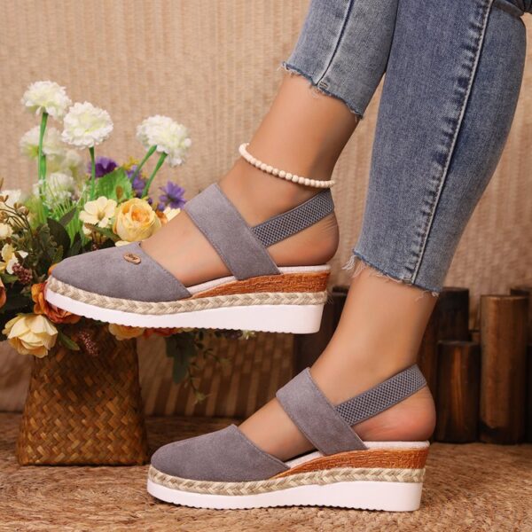 Wedge Lightweight Hemp Rope Braided Closed Toe Elastic Band Women'S Shoes - Image 10