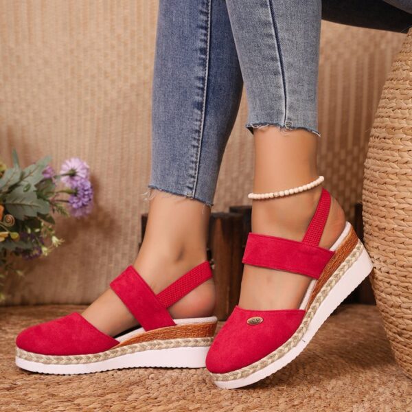 Wedge Lightweight Hemp Rope Braided Closed Toe Elastic Band Women'S Shoes - Image 3