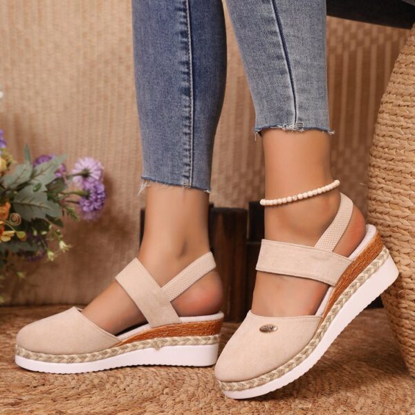 Wedge Lightweight Hemp Rope Braided Closed Toe Elastic Band Women'S Shoes - Image 8