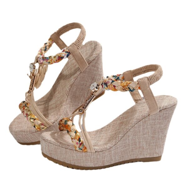 Women'S Shoes Color Matching Fabric Woven Open Toe Hollow - Image 5