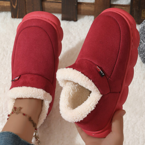 Winter Plush Cotton Shoes Women Men Warm Suede House Shoes For Parents Solid Color Thick Soled Garden Shoes Outdoor - Image 3
