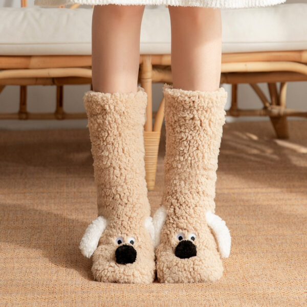 Cute Cartoon Dog Floor Socks Winter Warm Non Slip Plush Socks For Women - Image 10