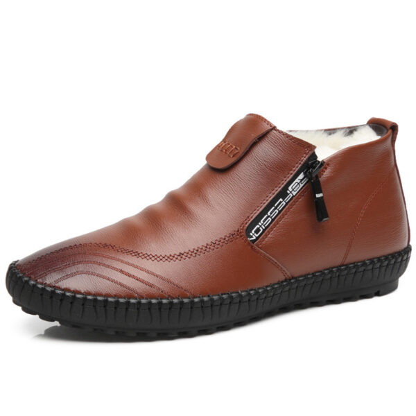 Casual Soft Bottom Cotton Padded Leather Shoes Men'S Shoes - Image 5