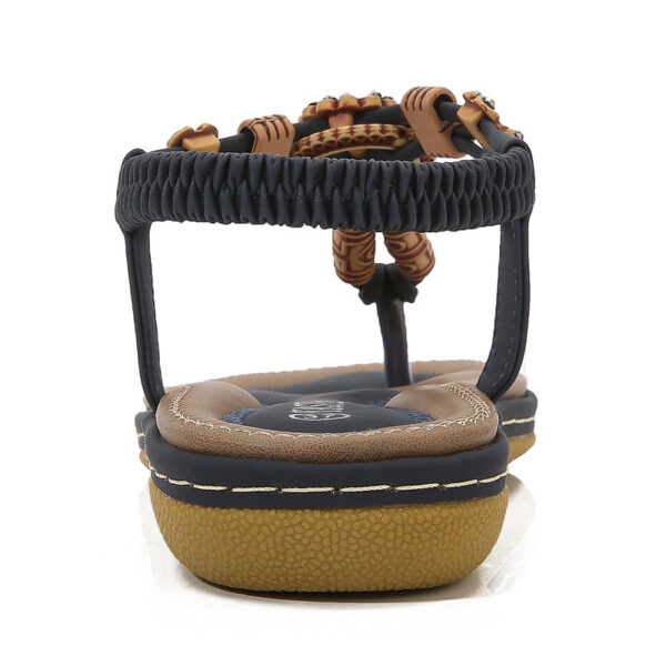 Women'S Sandals Wooden Bead Woven Large Size Flat Bottom Casual - Image 4