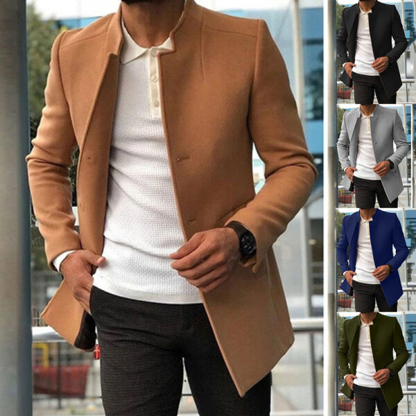 Men'S Slim Coat Fashion Single Breasted Solid Color Business Jackets Fall And Winter Tops Outwear Clothing