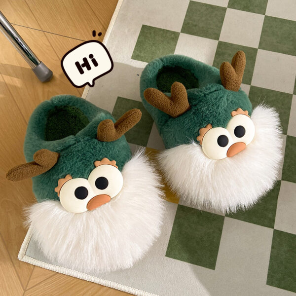 Cute Cartoon Christmas Deer Cotton Shoes Winter Indoor Floor Home Slippers Half Covered Heel Warm Plush Shoes Women - Image 6