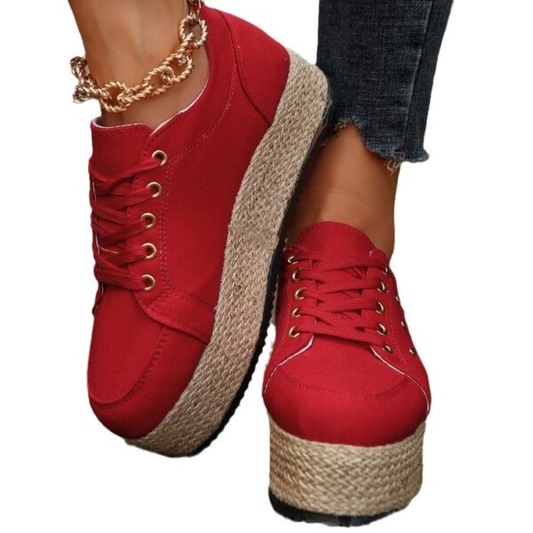 New European And American Cloth Rubber Cloth Lace Loop Round Toe Shoes - Image 5