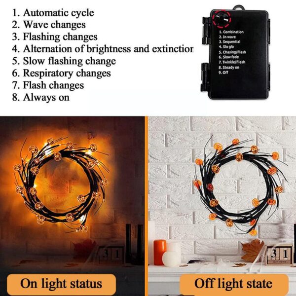 Halloween Led Willow Vine String Light Cool Cartoon Bat Pumpkin Decoration For Indoor Outdoor Party House Decor - Image 4
