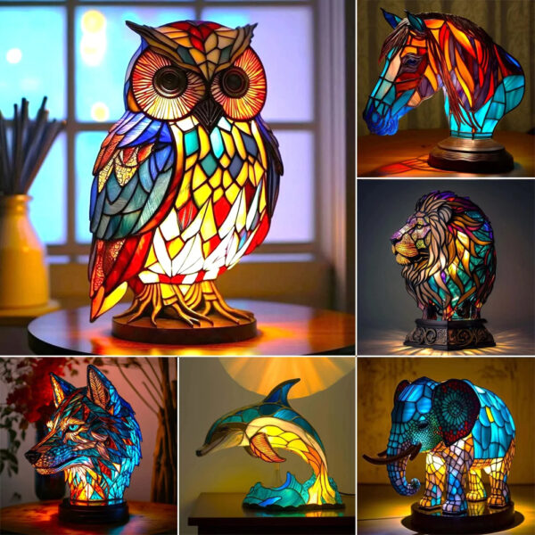 Colored Animal 3D Light Desk Lamp Animal Series Decorative Night Light Animal Elephant Owl Cat Vintage Table Lamp Home Decoration