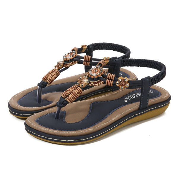 Women'S Sandals Wooden Bead Woven Large Size Flat Bottom Casual - Image 8