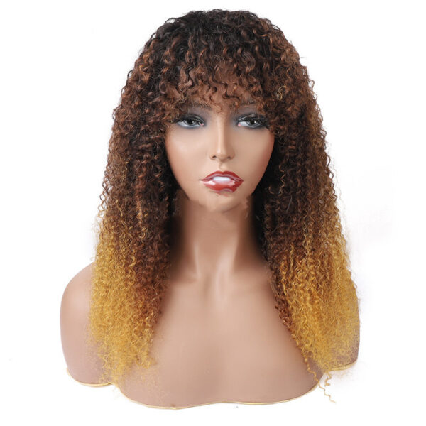 Real Hair Full Mechanism Headgear Three Color Smooth Hair Cover Kinky Curly Wigs