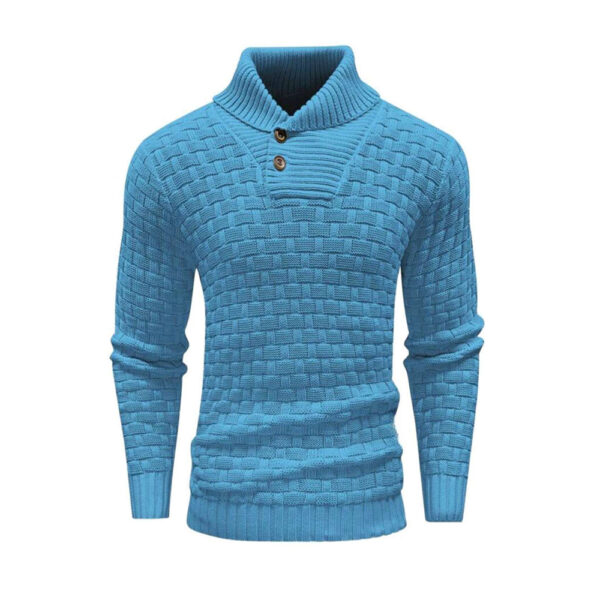 Men'S Slim Turtleneck Sweater With Button Design Fashion Casual Solid Color Pullover Top Clothing - Image 8