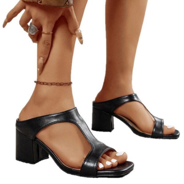 Women'S Plus Size Thick High Heel Slippers - Image 6