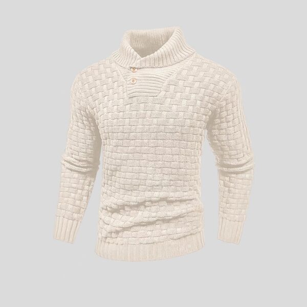 Men'S Slim Turtleneck Sweater With Button Design Fashion Casual Solid Color Pullover Top Clothing - Image 6
