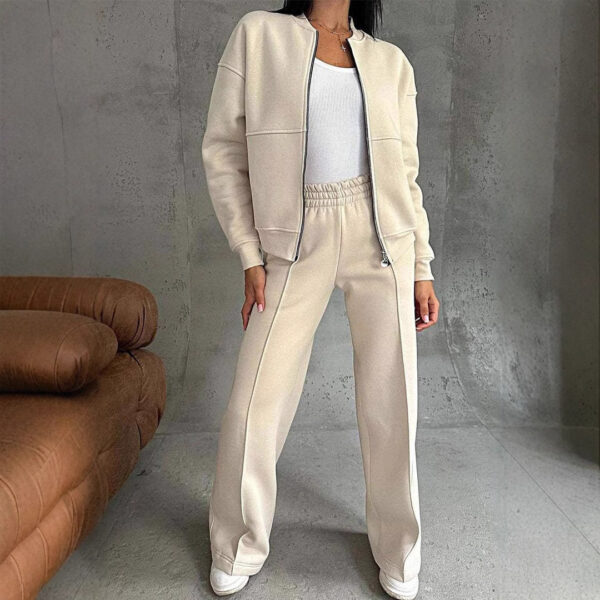 Women'S Sports Suits Zipper Jacket And Wide Leg Pants Two Piece Set - Image 6
