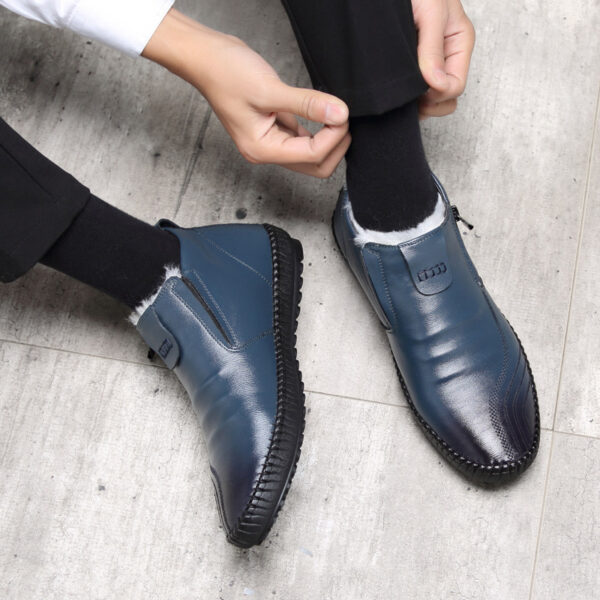 Casual Soft Bottom Cotton Padded Leather Shoes Men'S Shoes - Image 4
