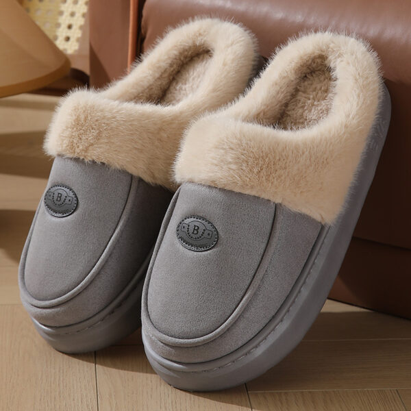 Winter Plush Slippers For Men Casual All Match Warm Suede House Shoes Indoor Non Slip Floor Bedroom Slipper