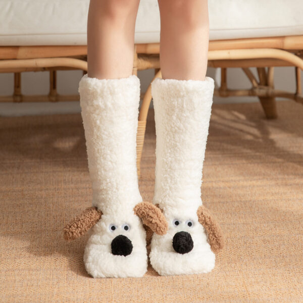 Cute Cartoon Dog Floor Socks Winter Warm Non Slip Plush Socks For Women - Image 6