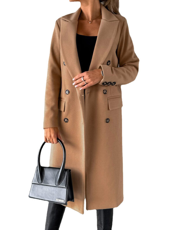 Long Sleeve Lapel Coat Winter Fashion Solid Double Breasted Slim Long Jacket Womens Clothing - Image 9
