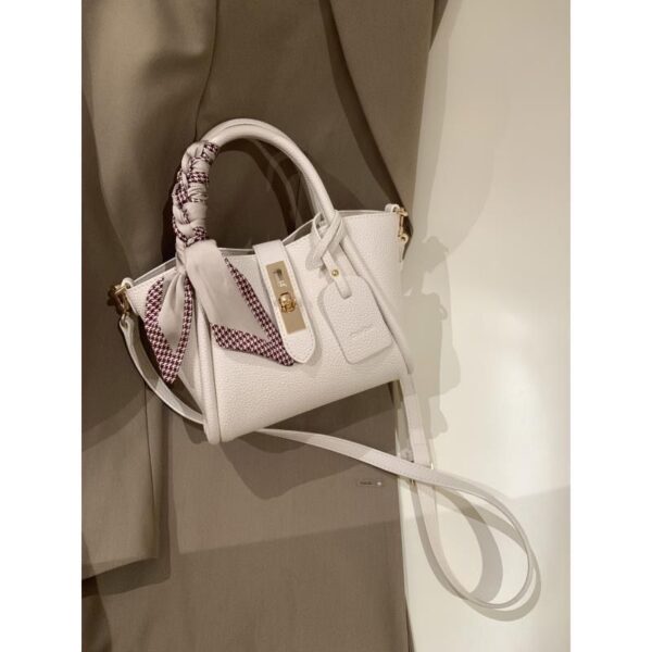 Litchi Pattern Soft Leather Portable Tote Bag - Image 3
