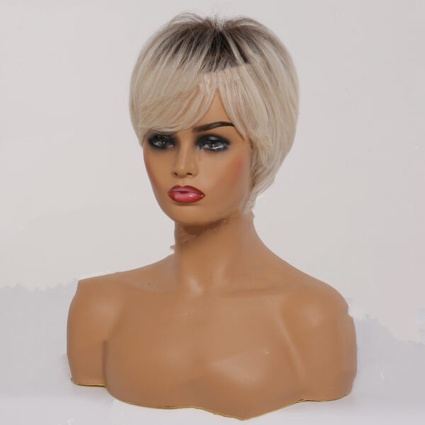 Short Straight Ombre Blonde Synthetic Hair Wigs With Bangs - Image 5