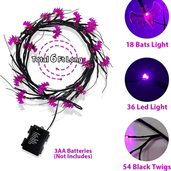 Halloween Led Willow Vine String Light Cool Cartoon Bat Pumpkin Decoration For Indoor Outdoor Party House Decor - Image 8