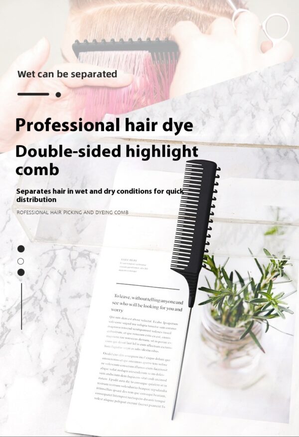 New Oil Head Hair Salon Barber Shop Hairdressing Plastic Pointed Tail With Hook Dyeing Comb - Image 7