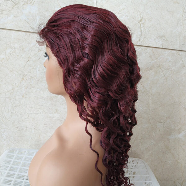 Brazilian Reality Wig Burgundy Lace Headgear 4X4 Loose Wave Lace Wig - Image 3