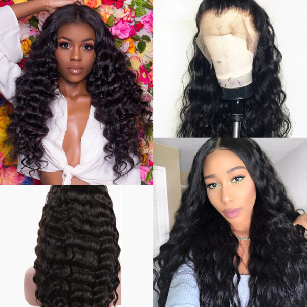 Chemical Fiber Front Lace Black Small Curly Wig - Image 2