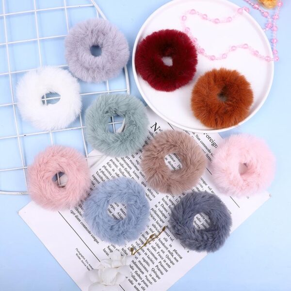 Autumn and winter imitation mink plush sweet girl cute furry large intestine hair accessories - Image 1