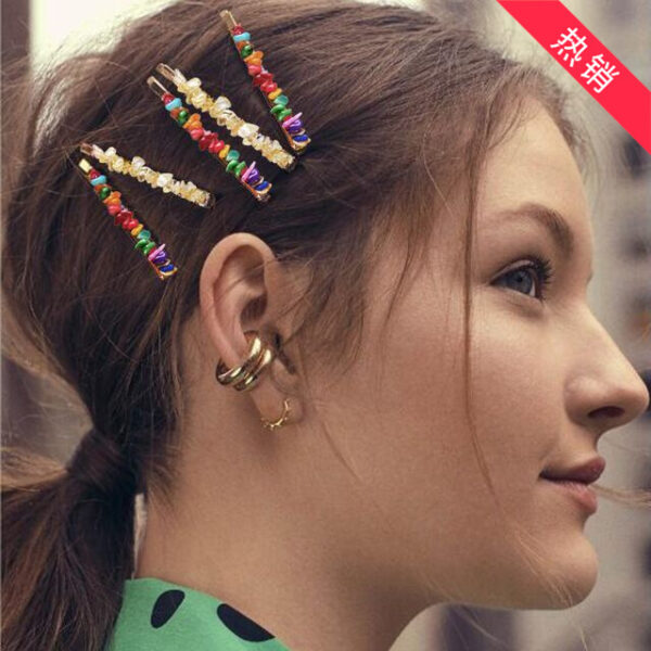One Word Clip Turquoise Candy Color Hairpin - Image 4