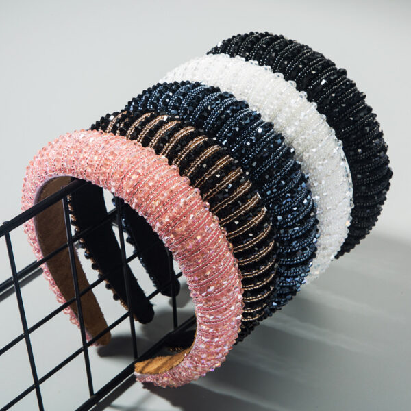 Heming Headband European And American Hand-Woven Crystal Headband Baroque Sponge Hair Bundle Korean Version Of The Net Red Sen Hair Accessories - Image 1