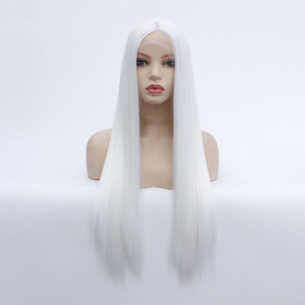 Wig European And American White Mid Length Straight Hair - Image 1