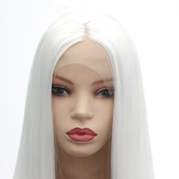 Wig European And American White Mid Length Straight Hair - Image 5
