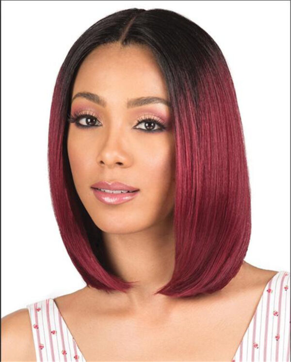 Women'S Short Straight Hair, Black Gradient Burgundy Bobo Short Hair - Image 1