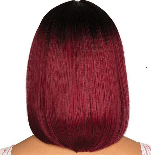 Women'S Short Straight Hair, Black Gradient Burgundy Bobo Short Hair - Image 6